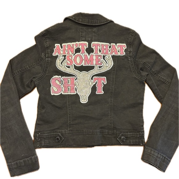 Morgan Wallen upcycled Black Denim Jean Jacket - Picture 1 of 6